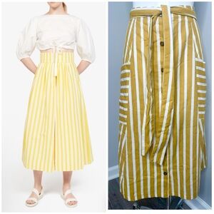 Metro Yellow and White Striped Midi Skirt- PRELOVED- XL